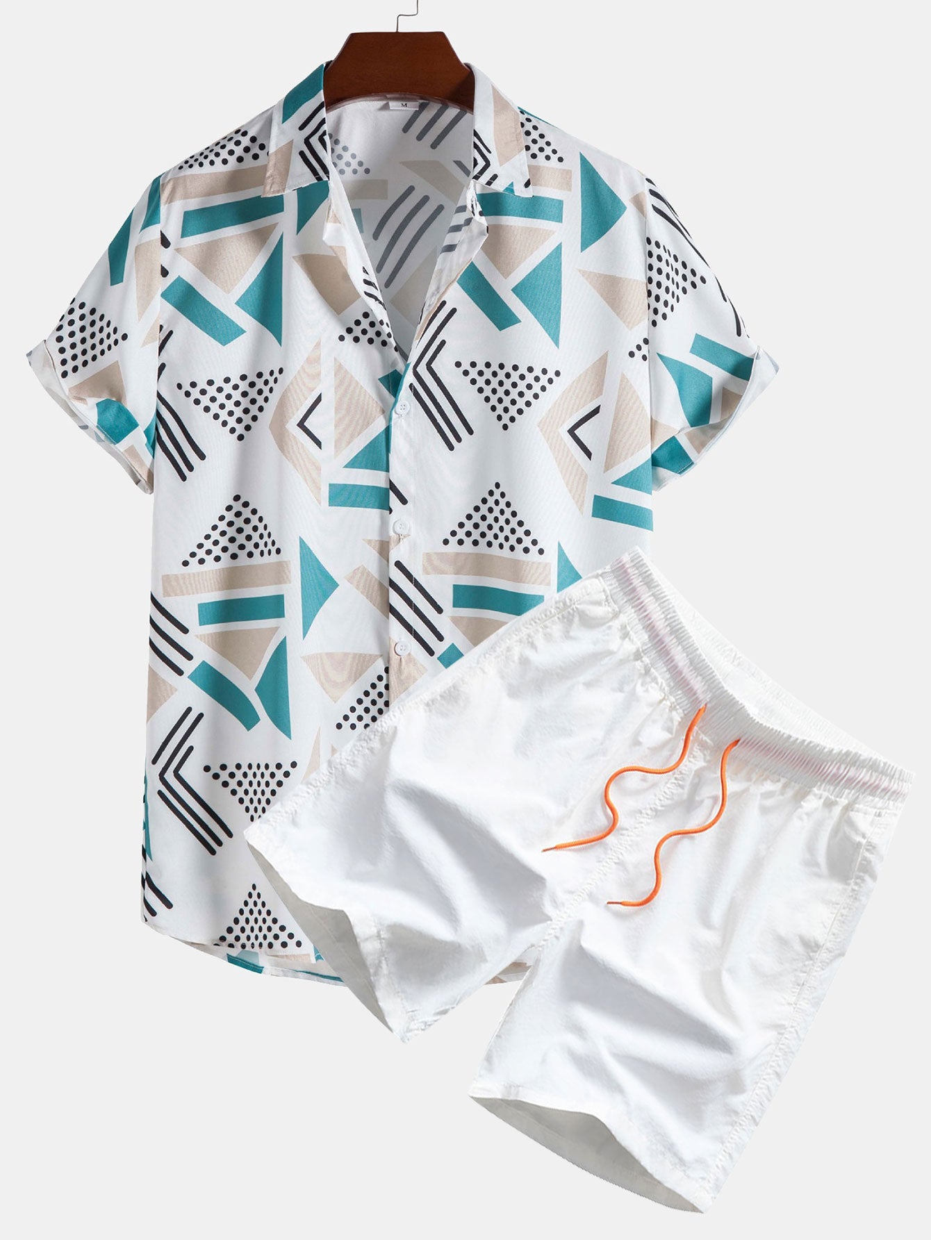 Geometrisch bedrucktes Hemd & Badeshorts
