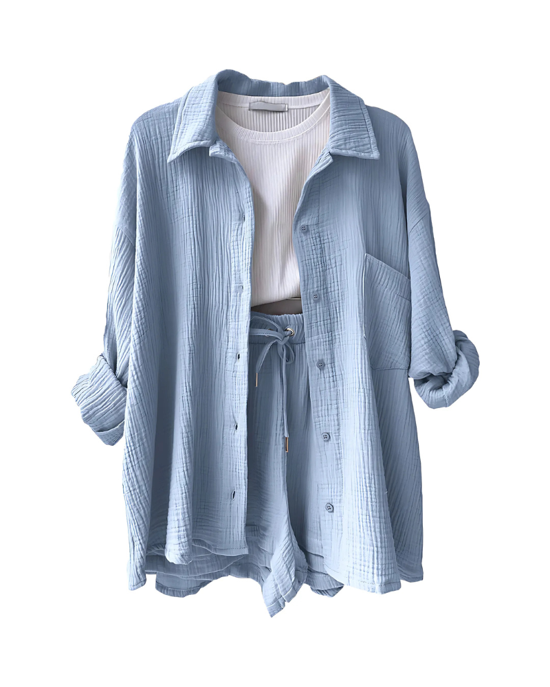 Maylee - Baumwoll-Shorts mit Knopfleiste