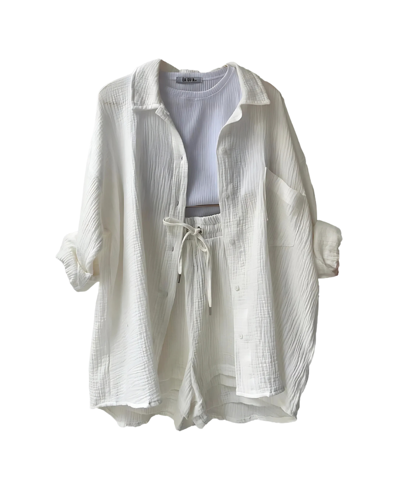 Maylee - Baumwoll-Shorts mit Knopfleiste