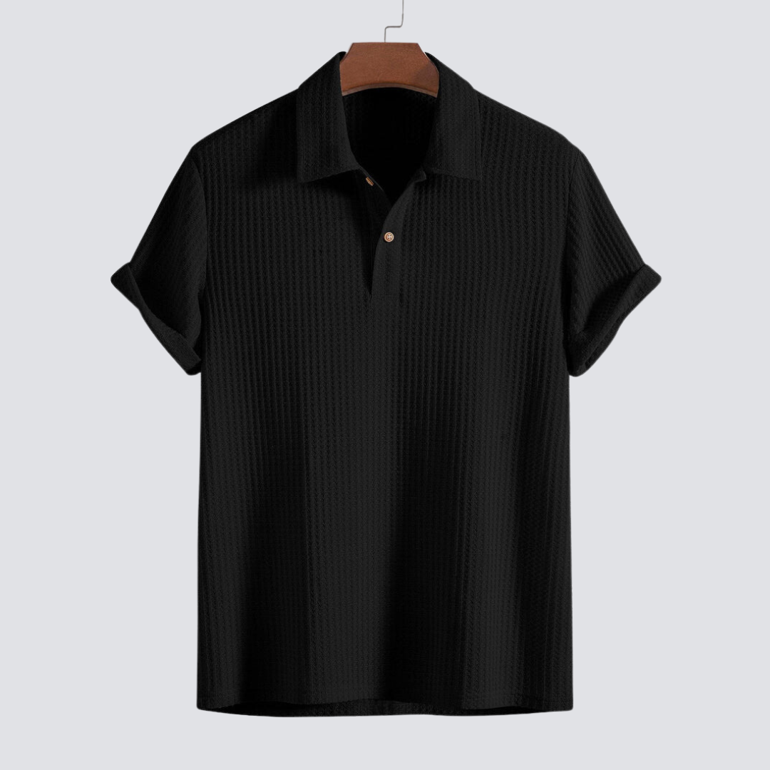 Massimo - Waffelgestricktes Poloshirt