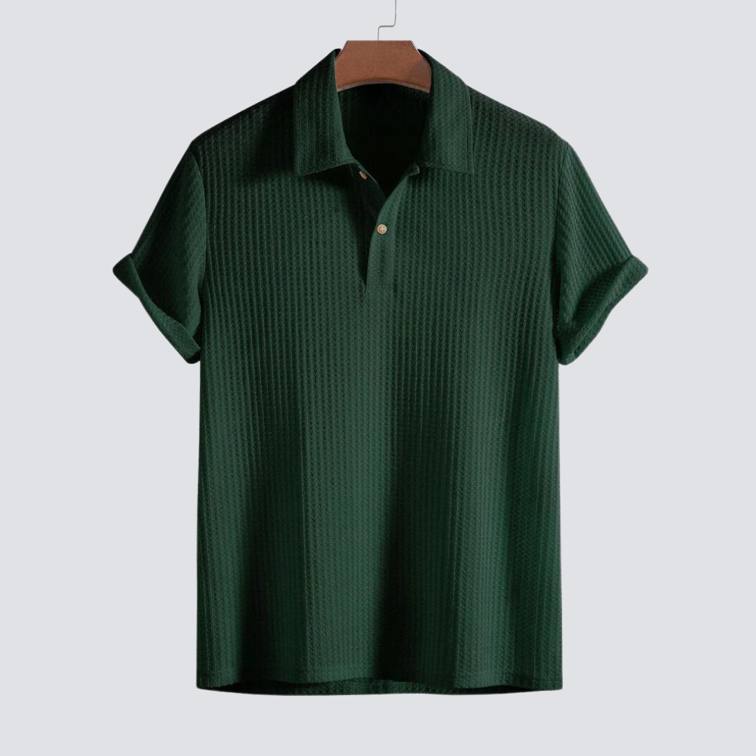 Massimo - Waffelgestricktes Poloshirt