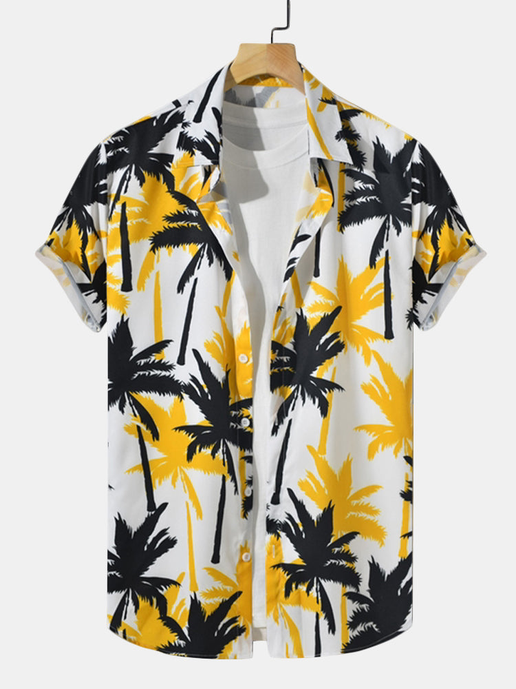 Hemd mit Palmenprint und Knöpfen & Badeshorts