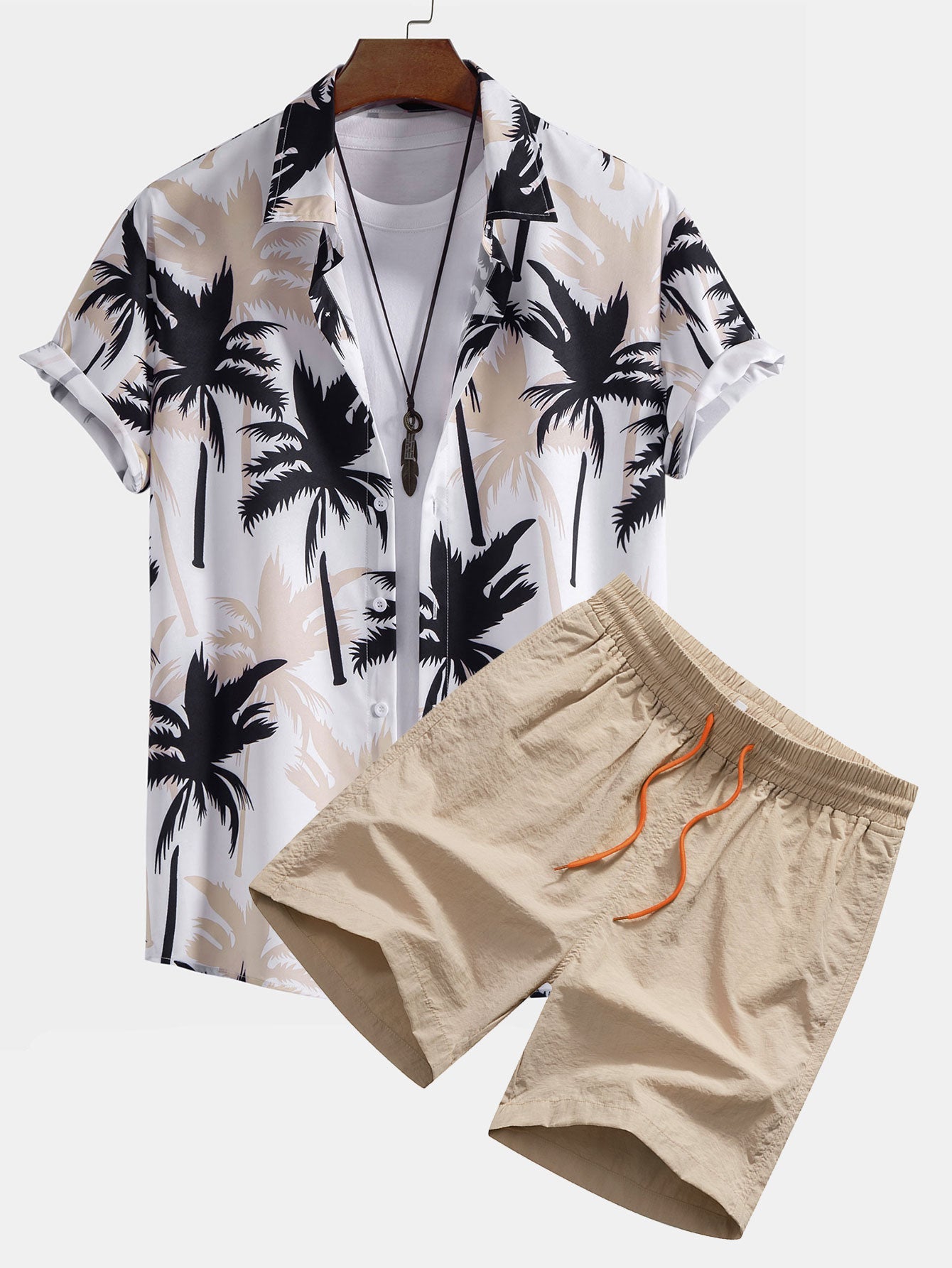 Hemd mit Palmenprint und Knöpfen & Badeshorts