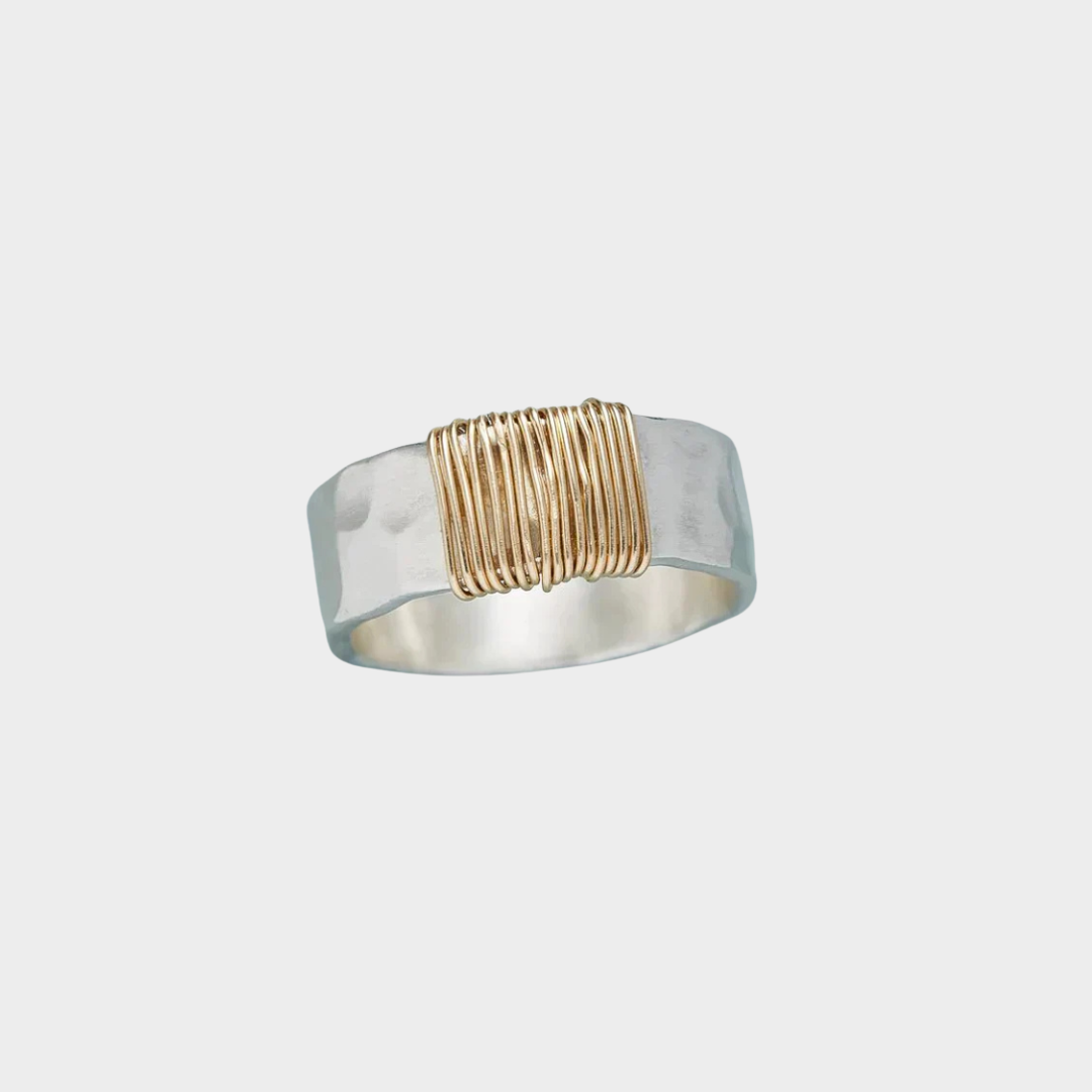 Vintage Gold Draht Silber Ring