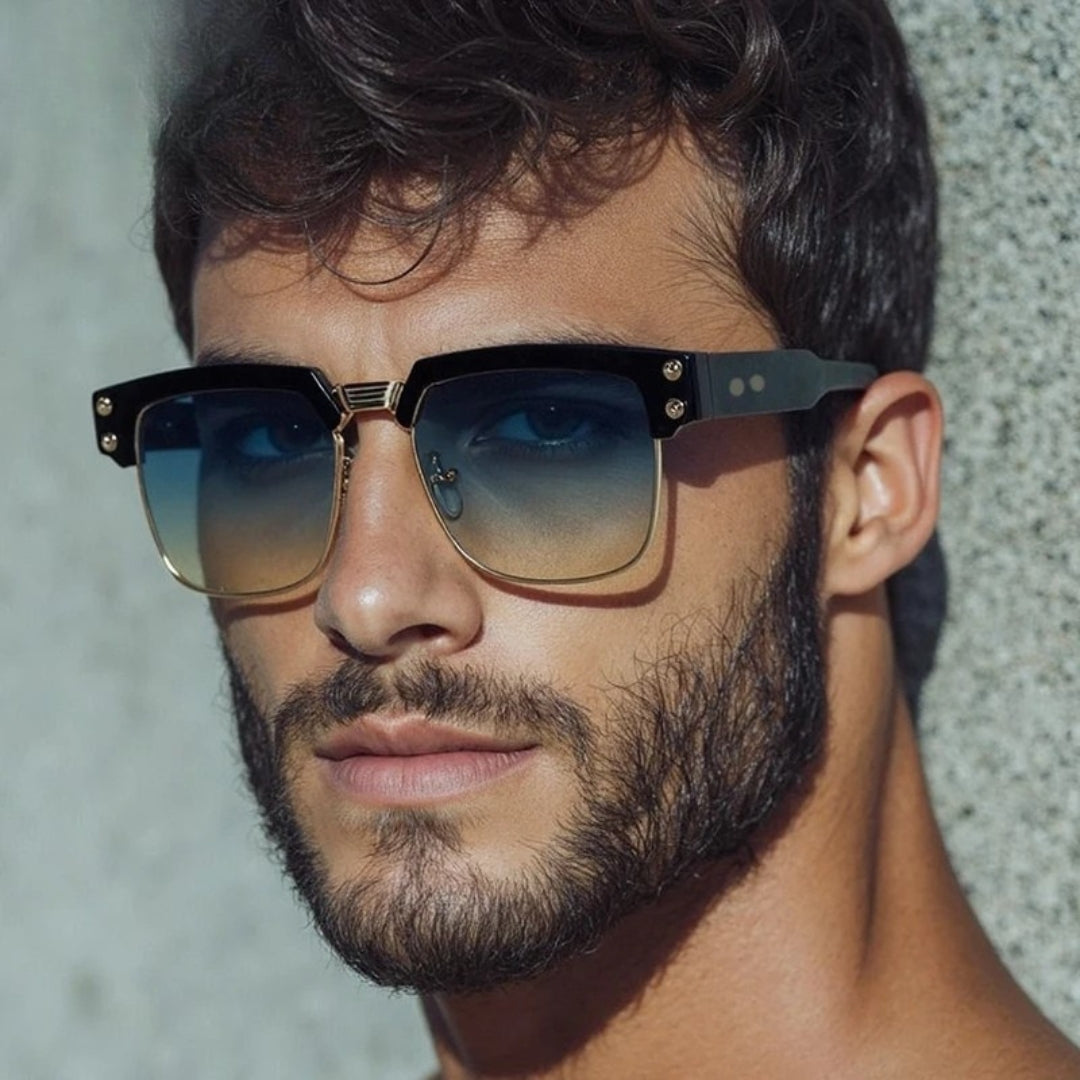 Cody – Steampunk-Sonnenbrille mit polarisierten Gläsern und eckigem Rahmen