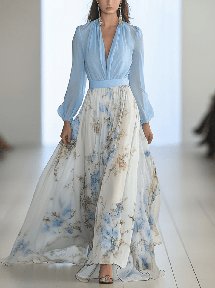 Tess - Langes Kleid mit Blumendruck