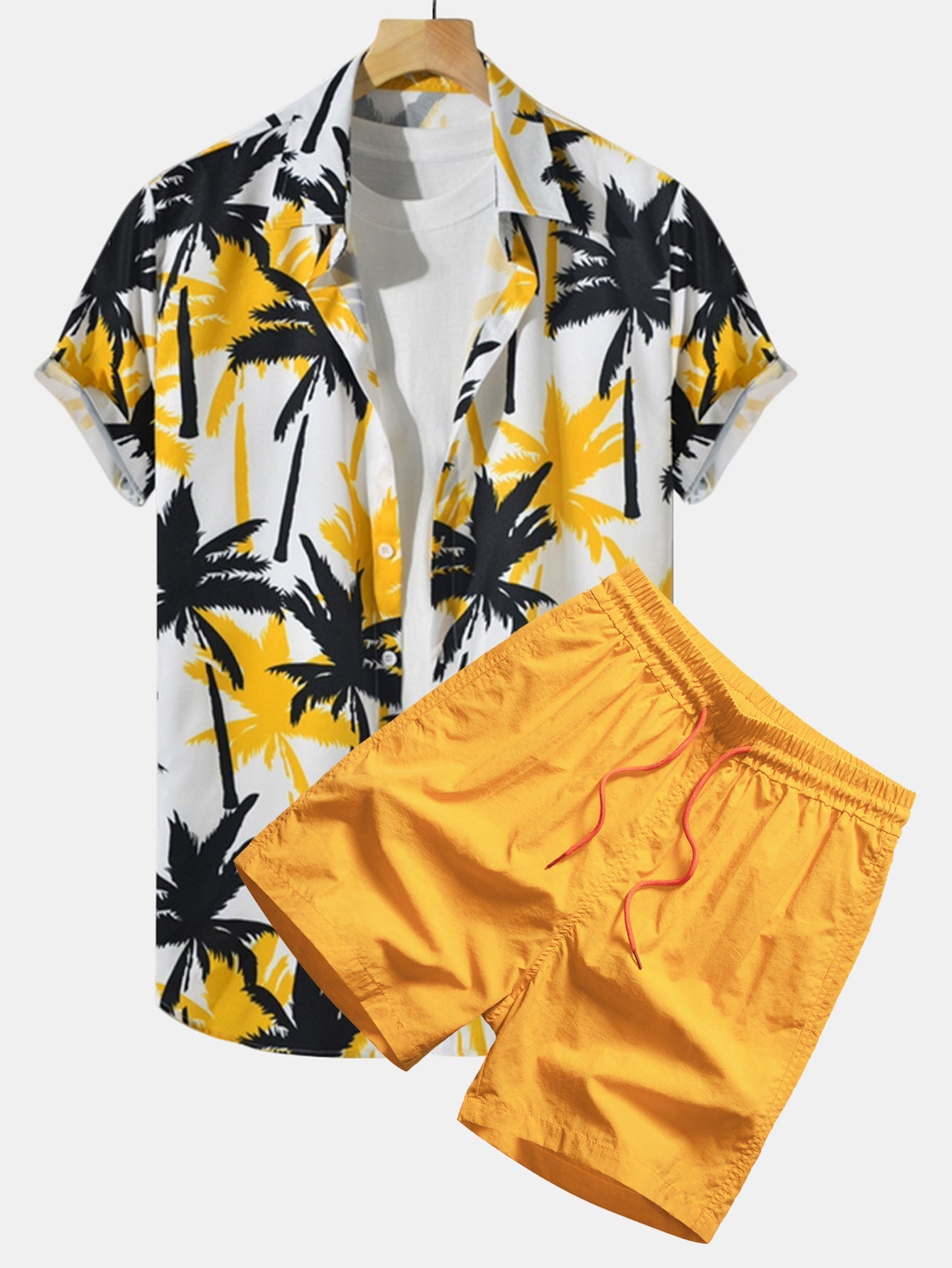 Hemd mit Palmenprint und Knöpfen & Badeshorts