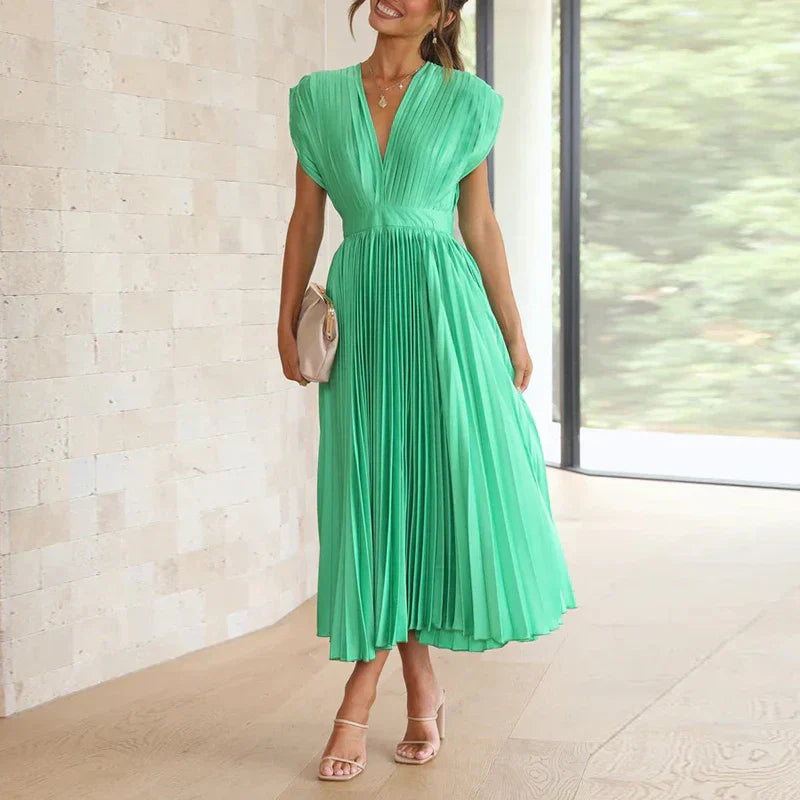 Hannah - Elegantes Plissiertes Maxikleid