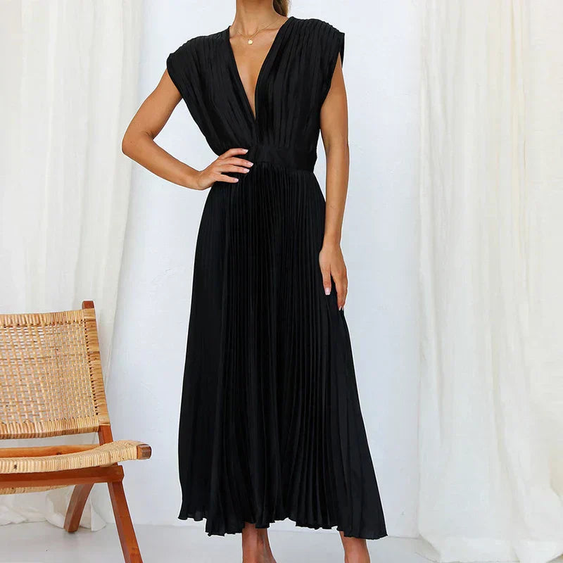 Hannah - Elegantes Plissiertes Maxikleid