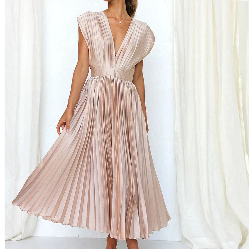 Hannah - Elegantes Plissiertes Maxikleid