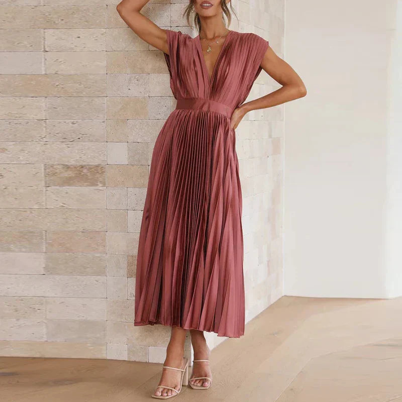 Hannah - Elegantes Plissiertes Maxikleid