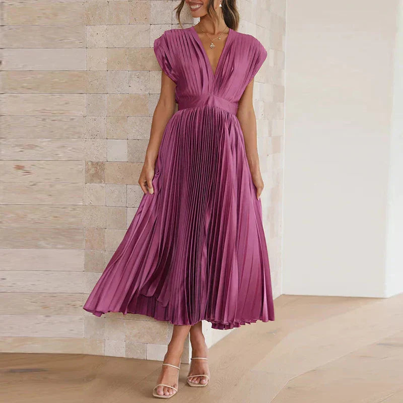 Hannah - Elegantes Plissiertes Maxikleid
