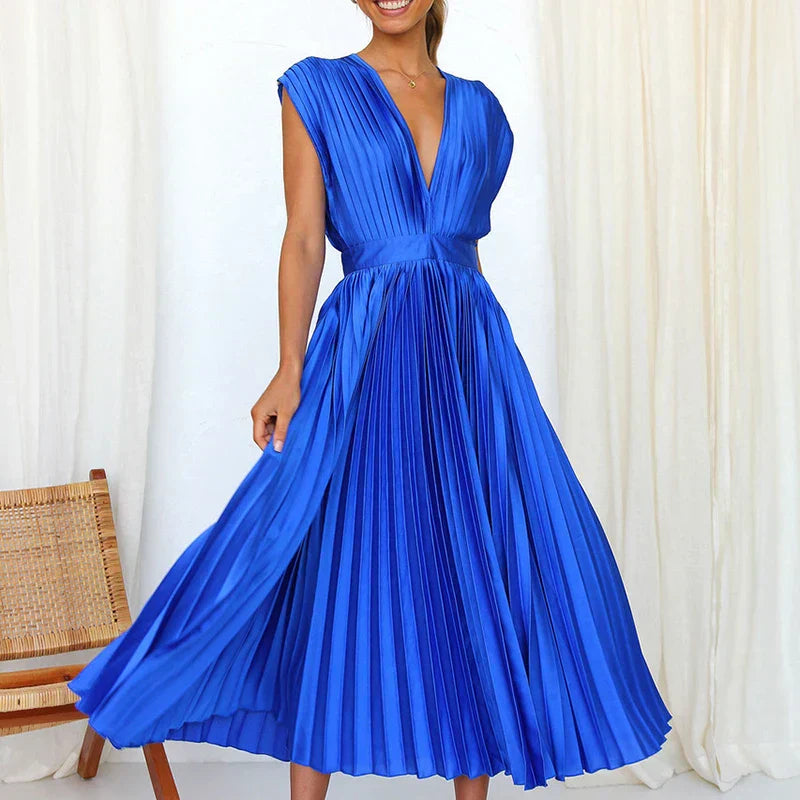 Hannah - Elegantes Plissiertes Maxikleid