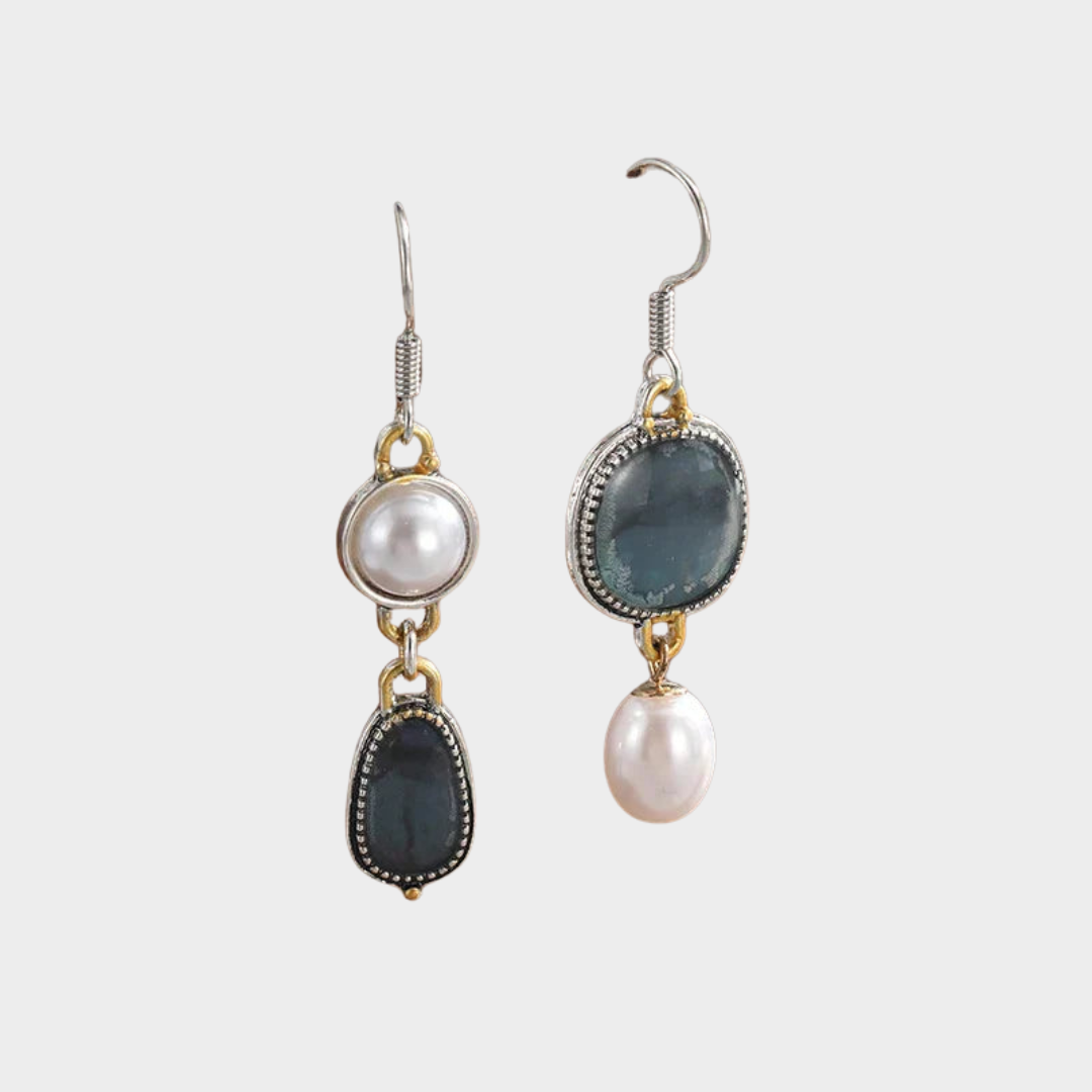 Blaue Vintage-Ohrringe aus Naturstein