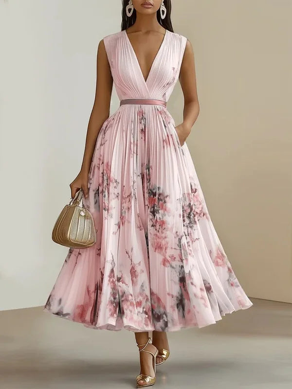 Isabella - Elegantes langes Kleid mit Aquarelldruck