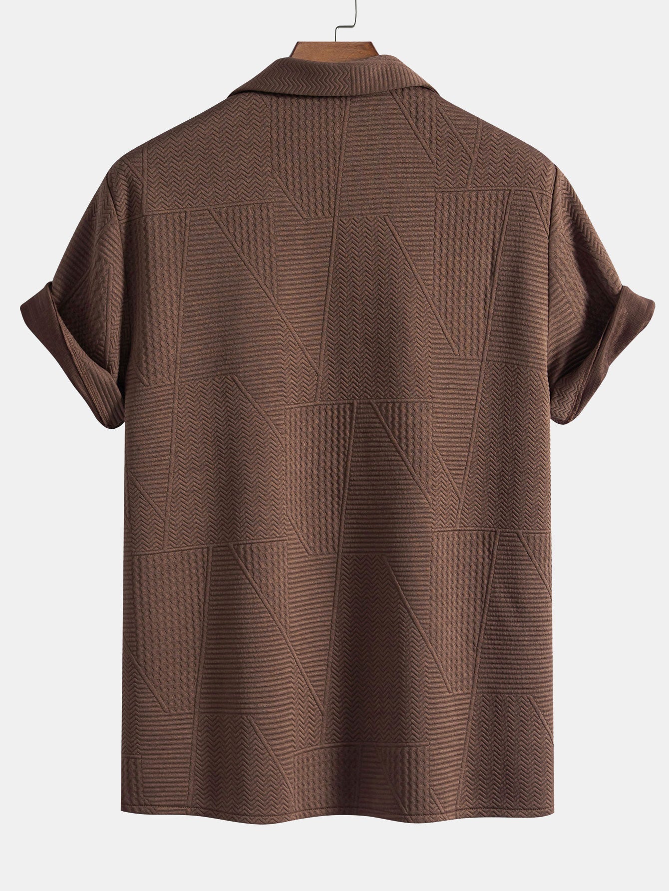 Kurzärmeliges kubanisches Hemd mit geometrischem Strukturmuster