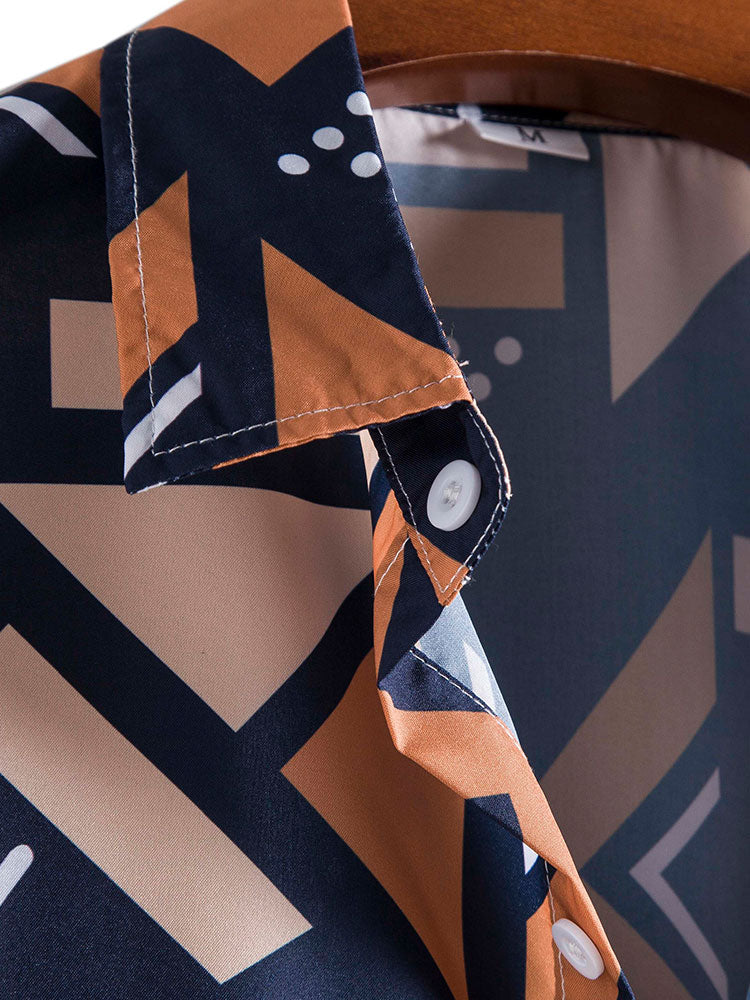 Geometrisch bedrucktes Hemd & Badeshorts