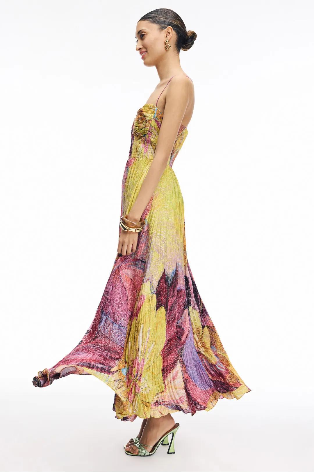 Kiara - Mehrfarbiges Maxikleid mit Ikat-Print