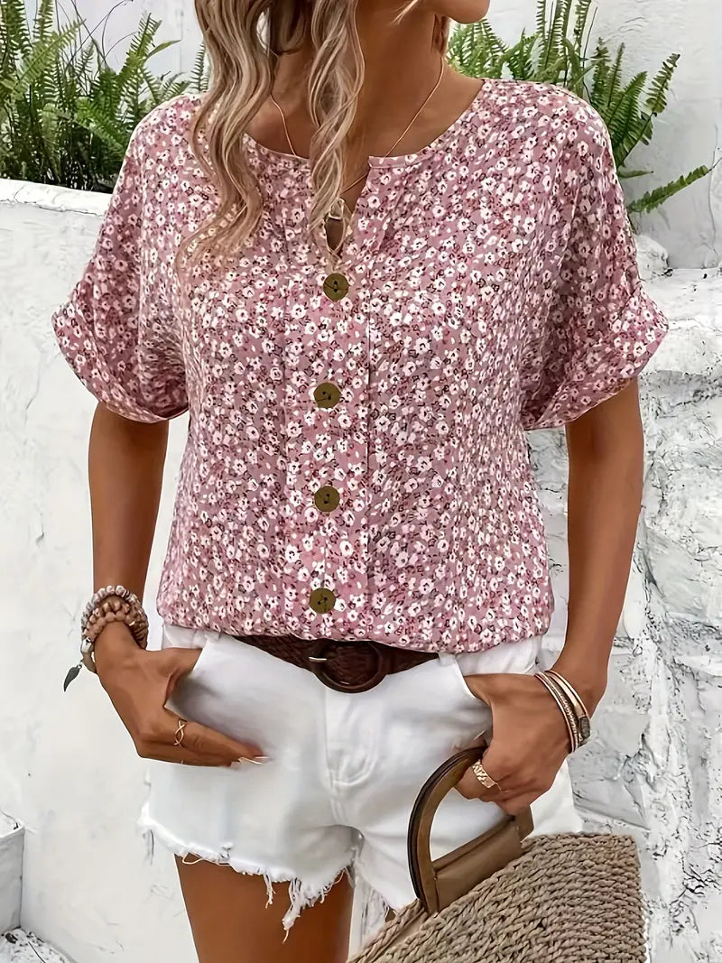 Franziska - Geblümte Bluse mit Knöpfen