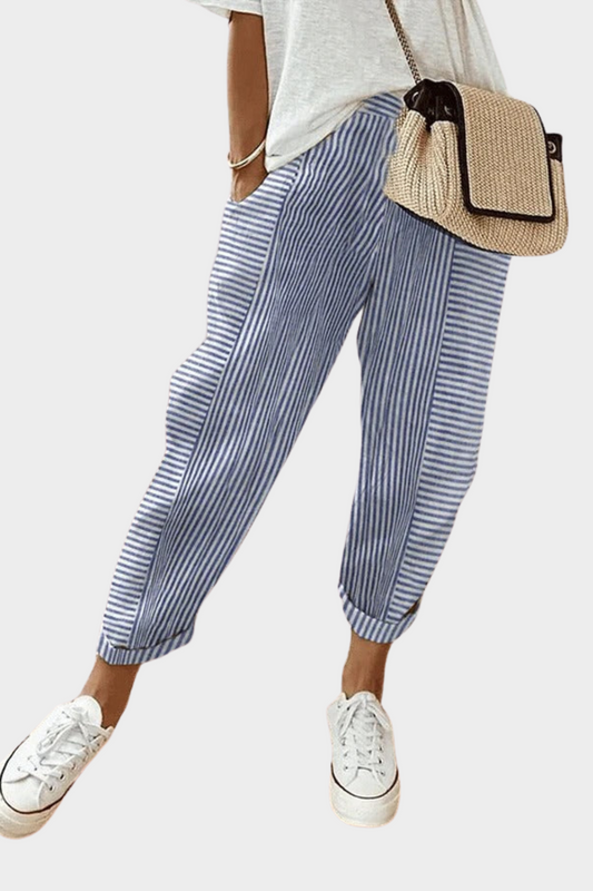 Lisa - Gestreifte Sommerhose aus leichter Baumwolle