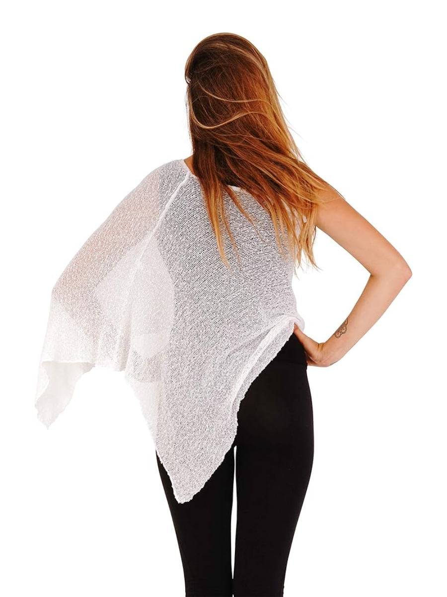 Durchsichtiger Strick-Poncho