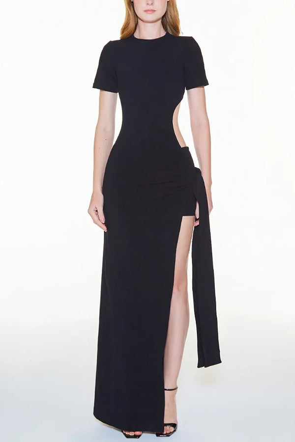 Mille - Langes Kleid mit Schlitz und Seitenknoten