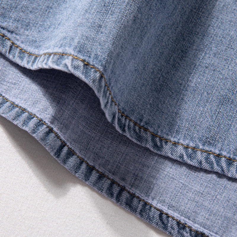 Denim - Lose dünnes Retro-Arbeitskleidungs-T-Shirt