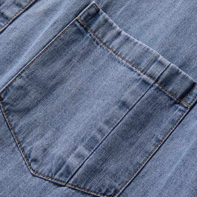 Denim - Lose dünnes Retro-Arbeitskleidungs-T-Shirt
