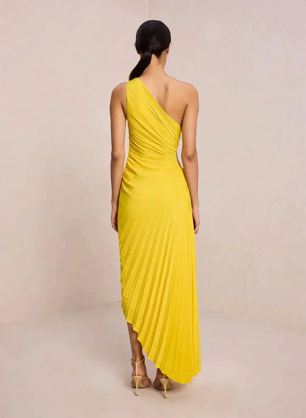 Sylviana - Ein-Schulter-Kleid mit Plissee Midi