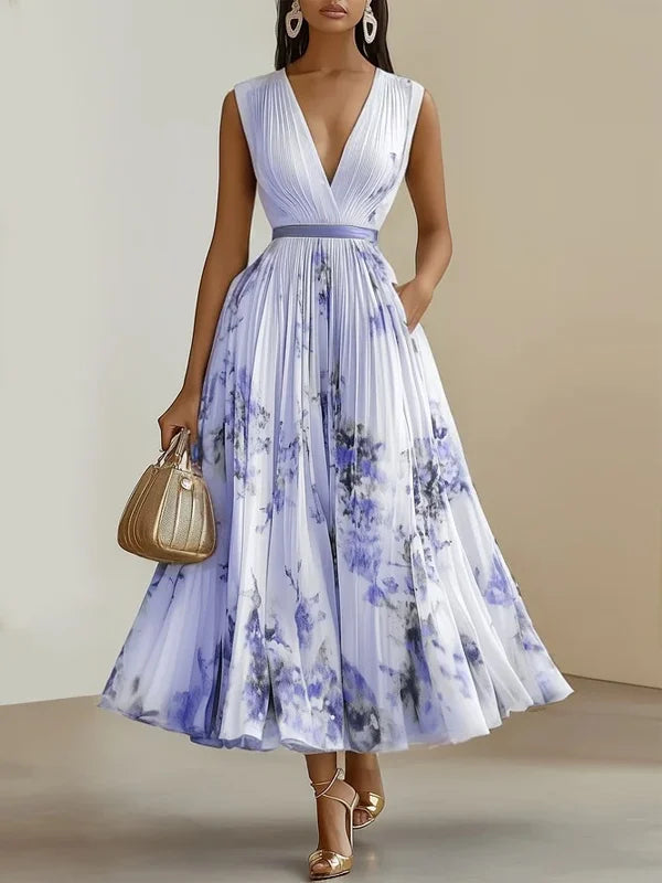Isabella - Elegantes langes Kleid mit Aquarelldruck