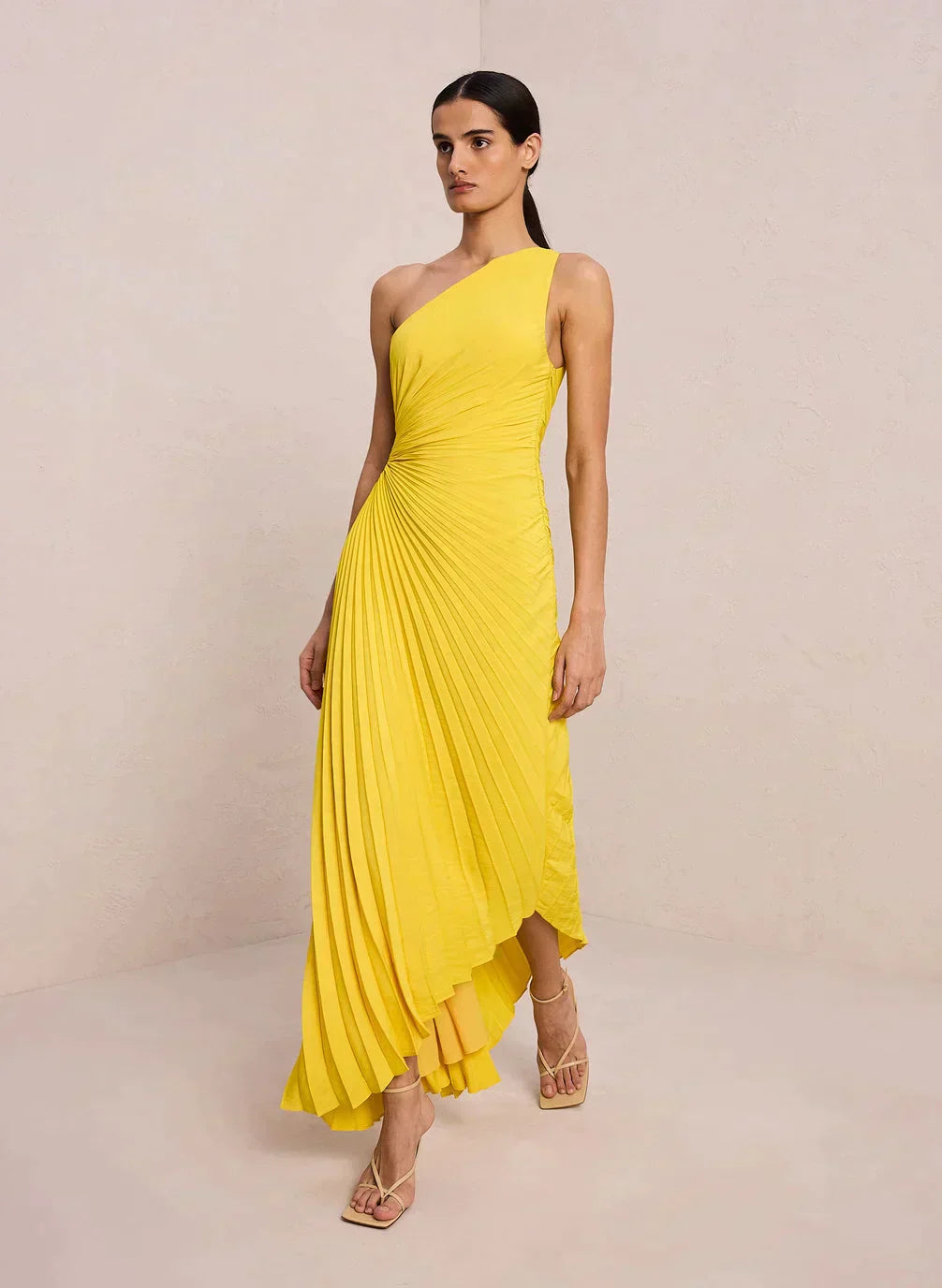 Sylviana - Ein-Schulter-Kleid mit Plissee Midi