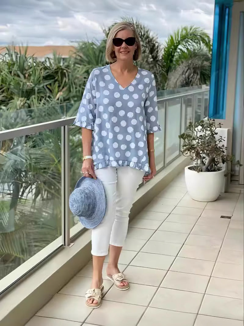 Melanie - Elegante Bluse mit V-Ausschnitt