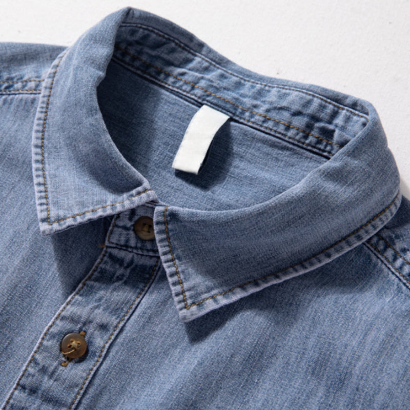 Denim - Lose dünnes Retro-Arbeitskleidungs-T-Shirt
