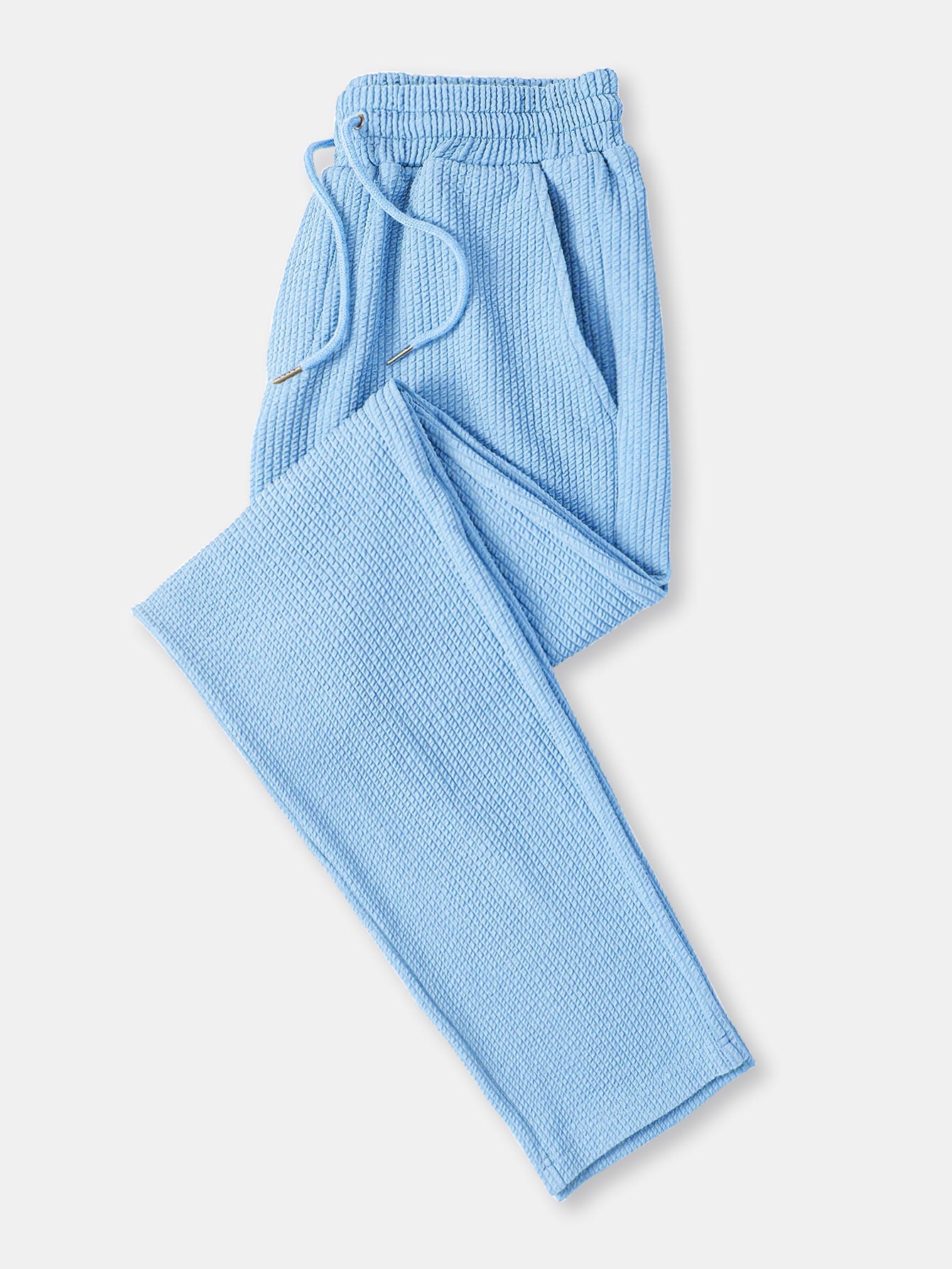 Langärmliges, figurbetontes Shirt mit geripptem Stehkragen und gerade geschnittene Hose mit geripptem Saum