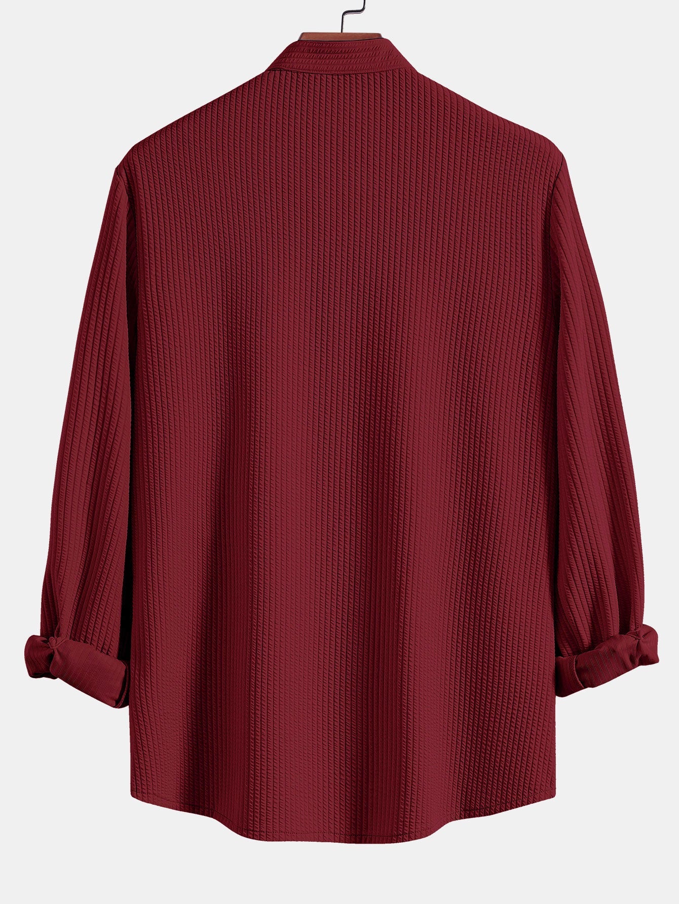 Langärmliges, figurbetontes Hemd mit geripptem Stehkragen