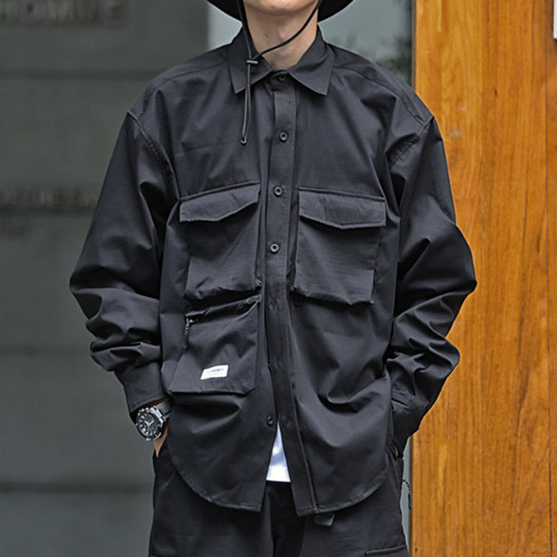 Japanisches lockeres Hemd mit mehreren Taschen
