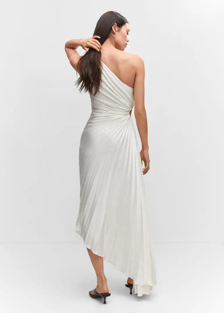 Sylviana - Ein-Schulter-Kleid mit Plissee Midi