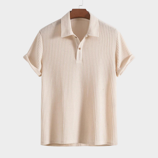 Massimo - Waffelgestricktes Poloshirt