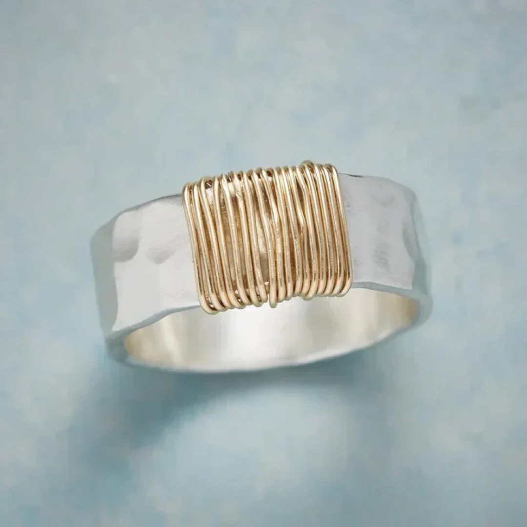 Vintage Gold Draht Silber Ring