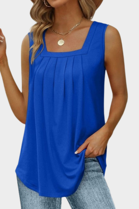 Lirona - Plissiertes Oberteil mit eckigem Ausschnitt