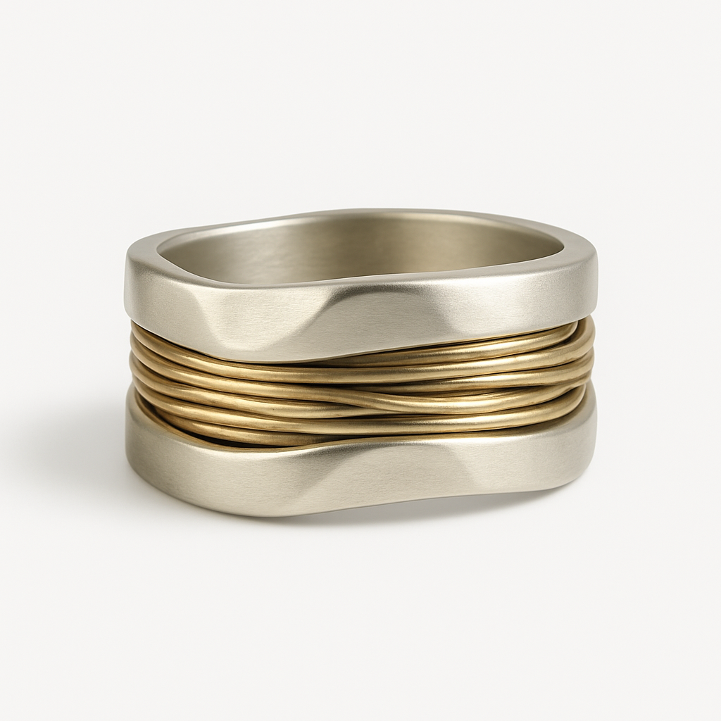 Silber Gold Draht Ring