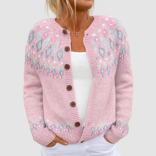 Louise - Locker gestrickte Strickjacke mit Muster