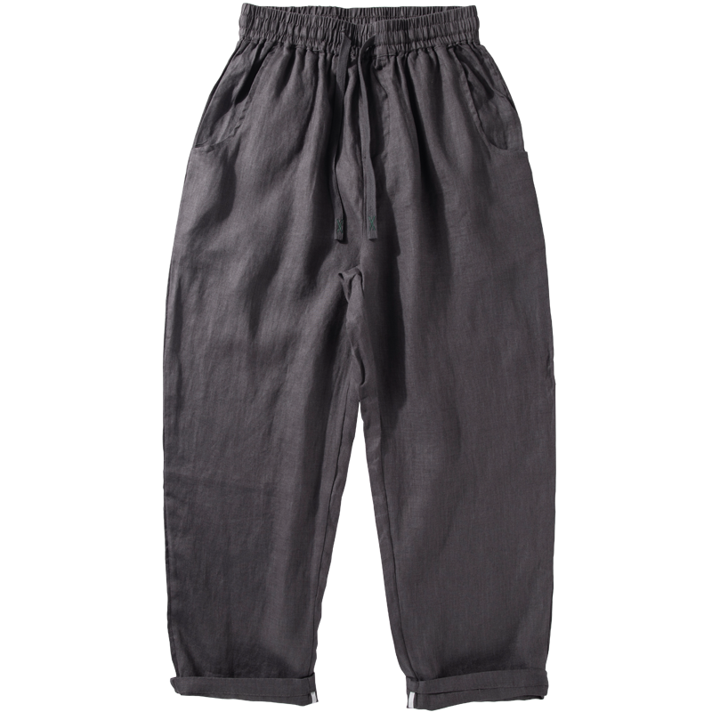 Atmungsaktive Hose mit geradem Bein aus lockerem Leinen