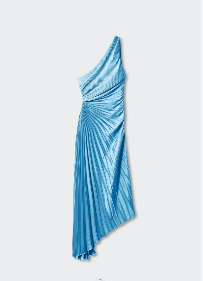 Sylviana - Ein-Schulter-Kleid mit Plissee Midi