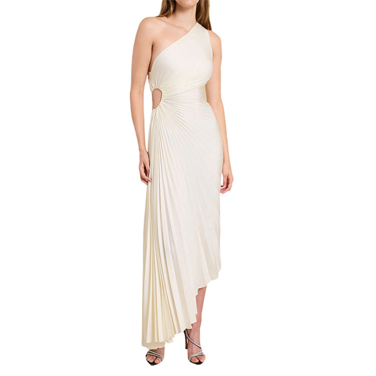 Sylviana - Ein-Schulter-Kleid mit Plissee Midi