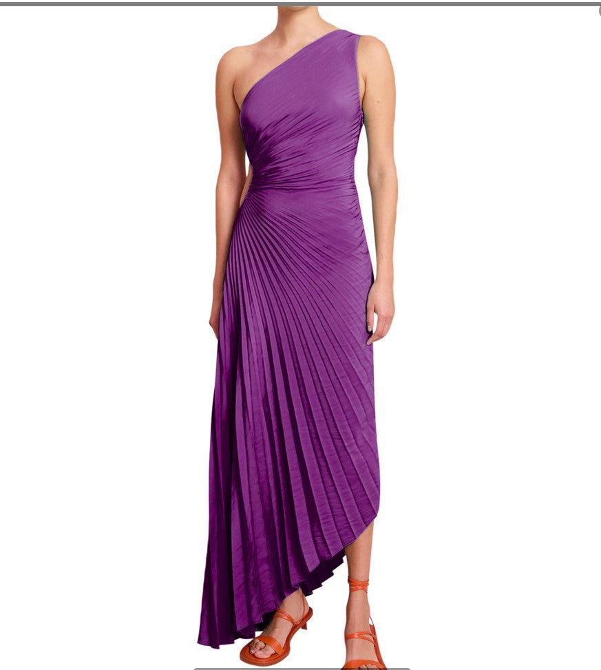 Sylviana - Ein-Schulter-Kleid mit Plissee Midi