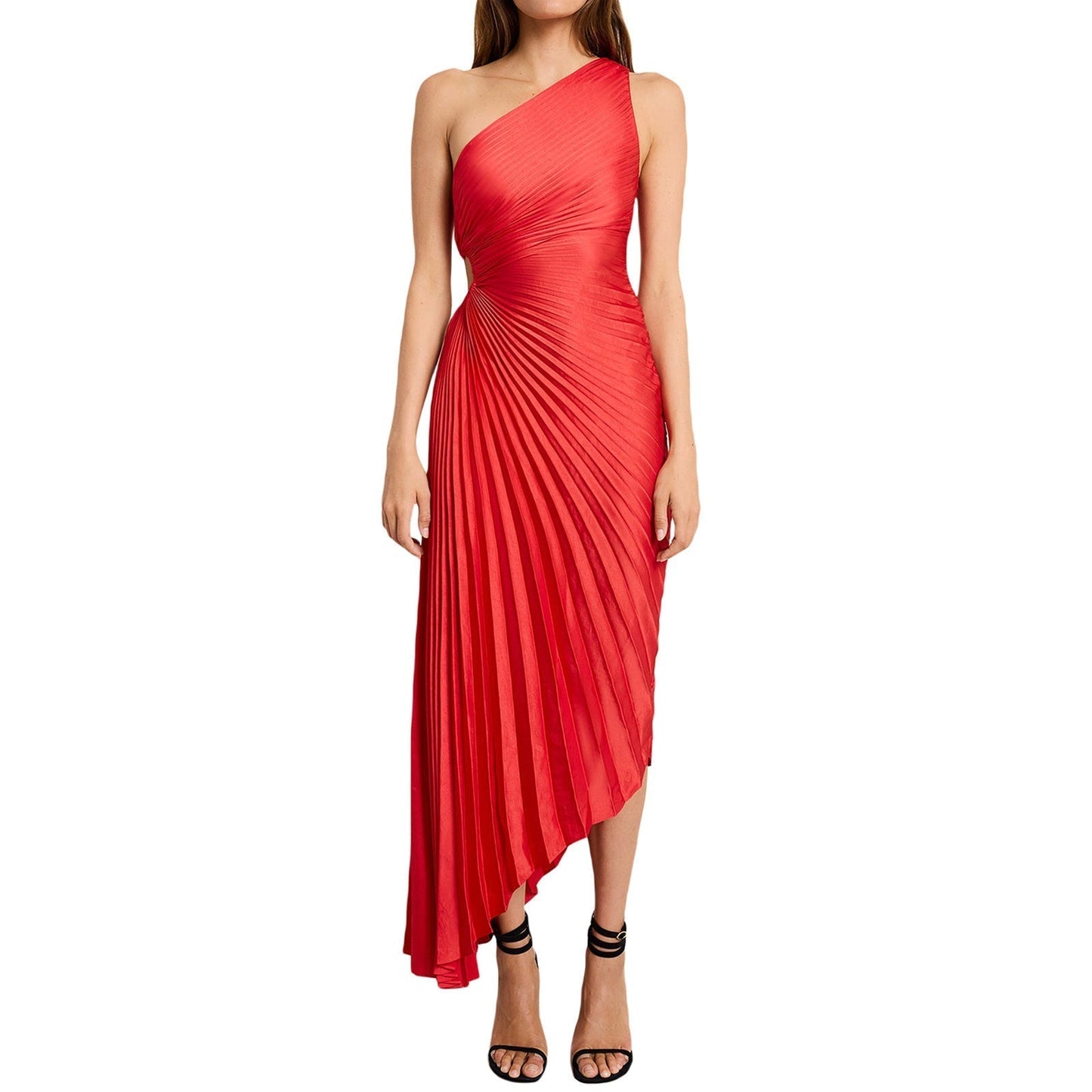 Sylviana - Ein-Schulter-Kleid mit Plissee Midi