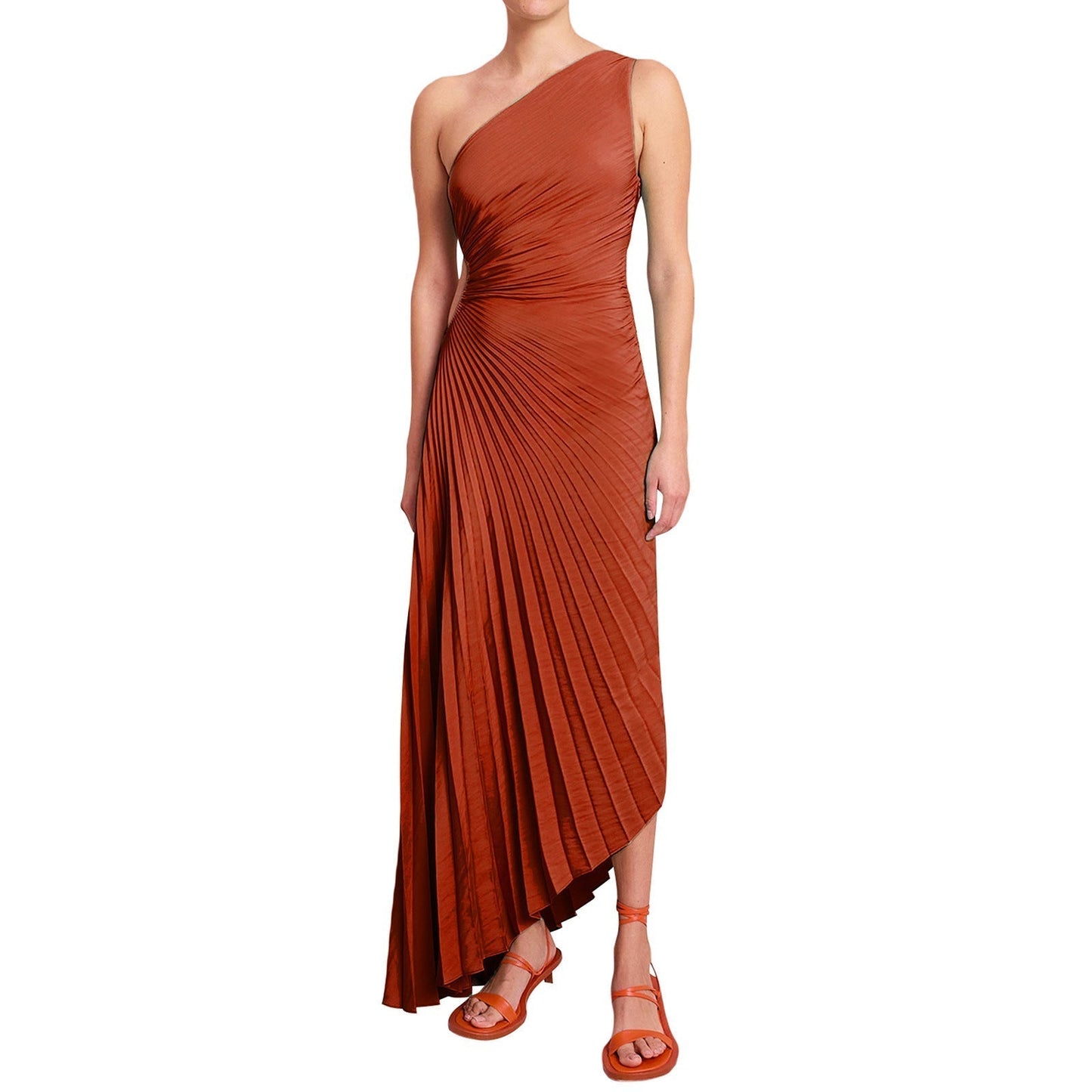 Sylviana - Ein-Schulter-Kleid mit Plissee Midi