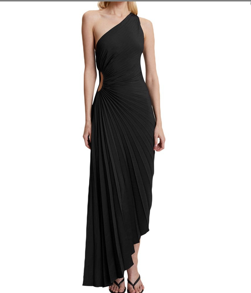 Sylviana - Ein-Schulter-Kleid mit Plissee Midi