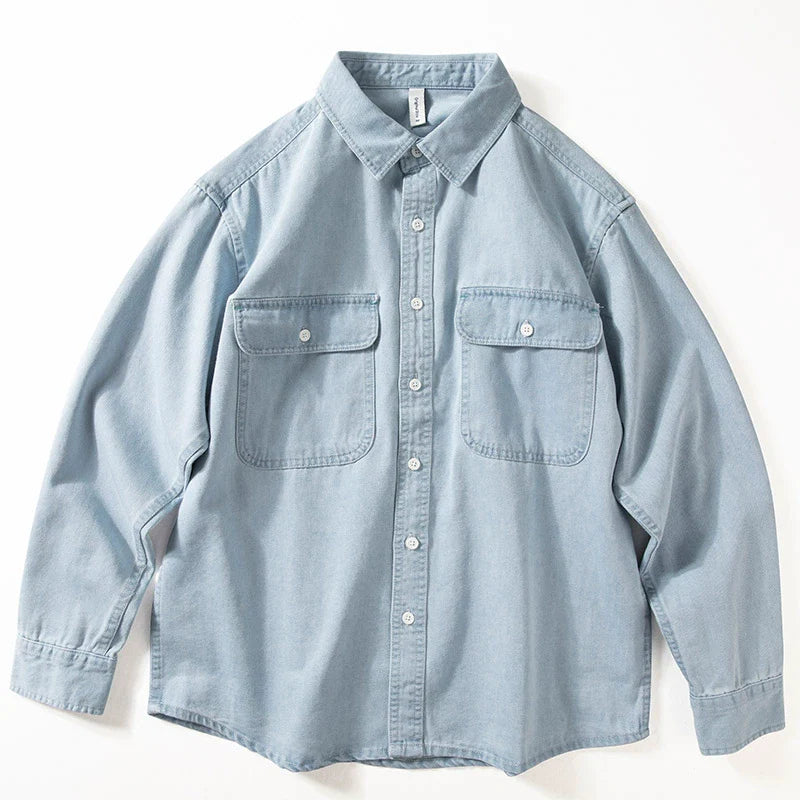 Denim Lockeres Amerikanisches Freizeithemd Jacke